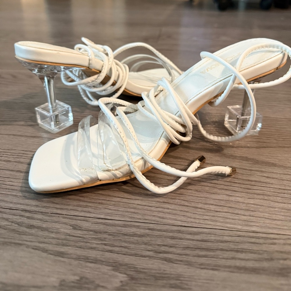 Fashion Nova White Strappy Heels